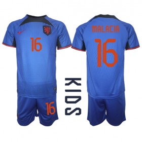 Baby Fußballbekleidung Niederlande Tyrell Malacia #16 Auswärtstrikot WM 2022 Kurzarm (+ kurze hosen)